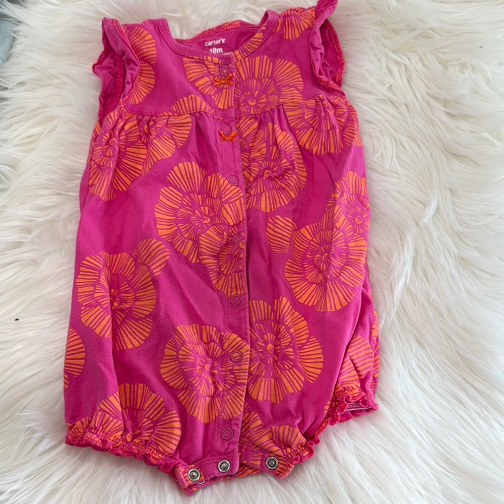 Carter's Vibrant Pink and Orange Baby Romper